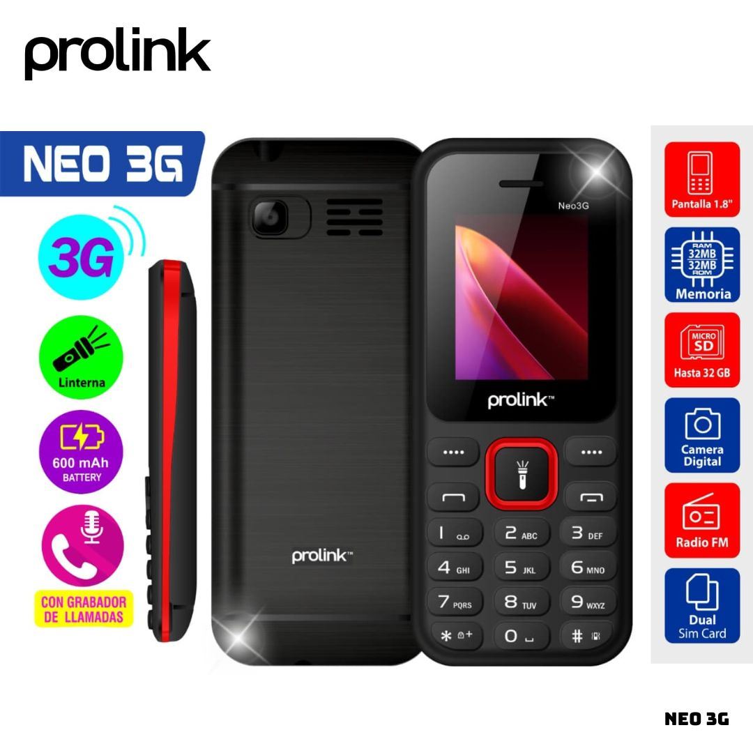 CELULAR BASICO PROLINK NEO 3G DUAL SIM - ROJO